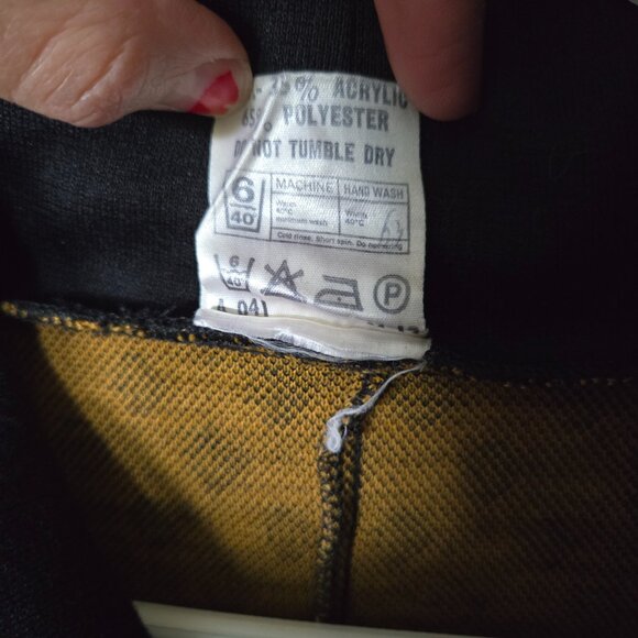 Retro Polka Dot Orange Black Mini Dress ,Turtle Neck - great for fall & winter - Picture 7 of 7